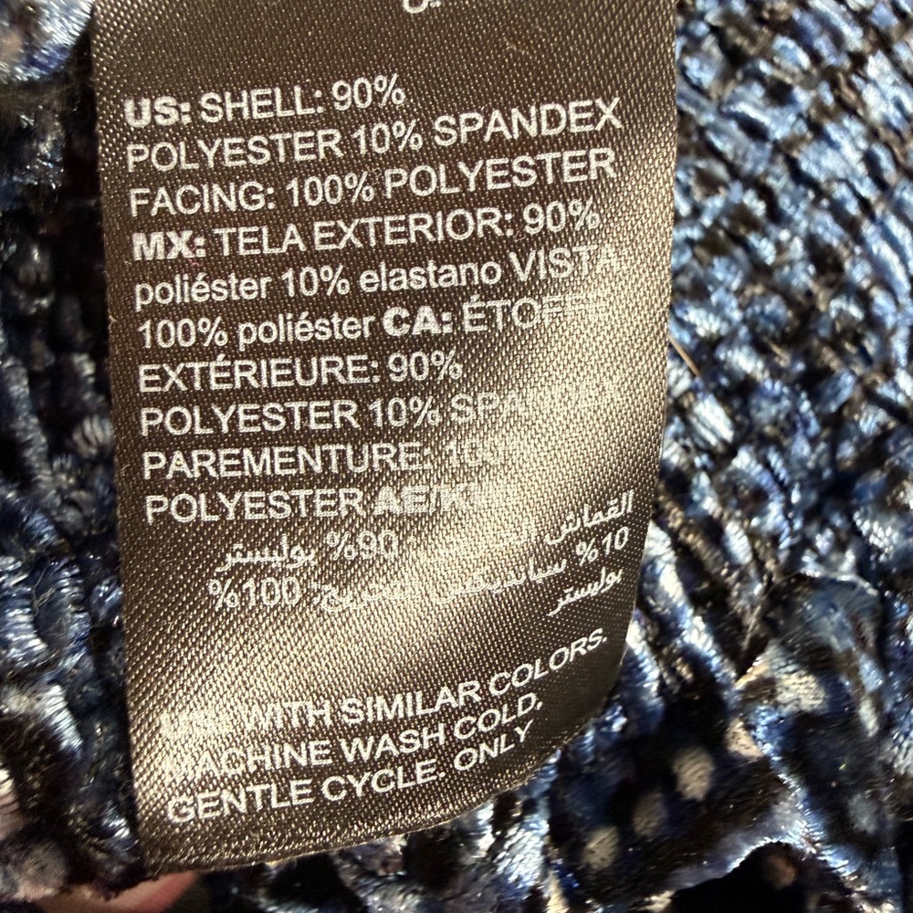 White House Black Market crushed velvet black and blue twilight top size 8 - Picture 9 of 9